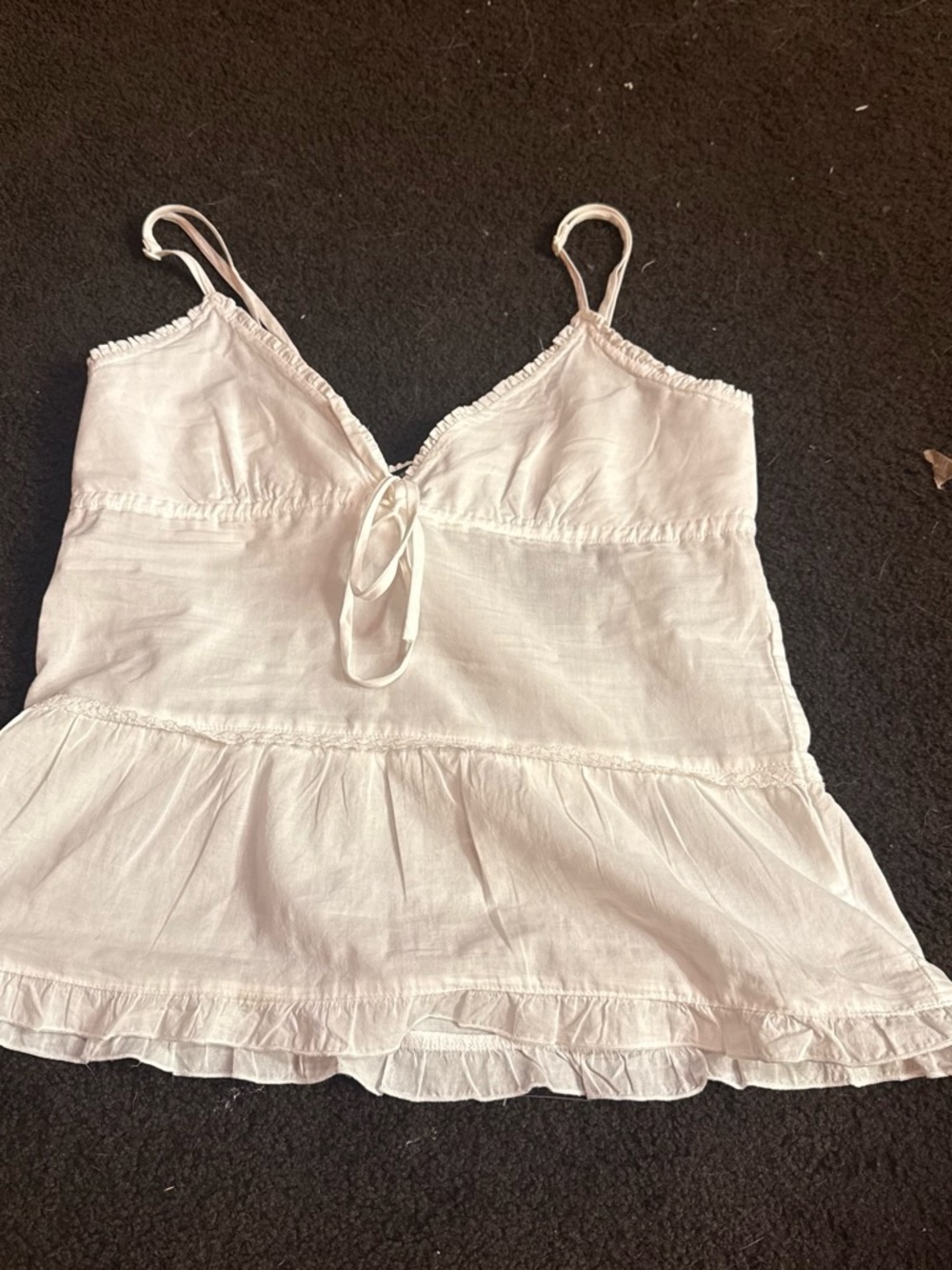 Brandy Melville White Ruffle Hem V-Neck Camisole